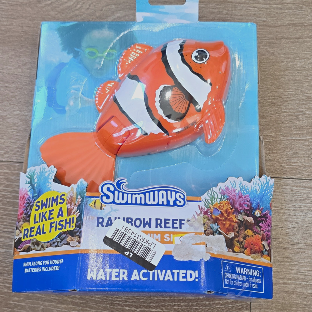 SwimWays Rainbow Reef Water Activated Swimming Fish Toy Orange swim shady